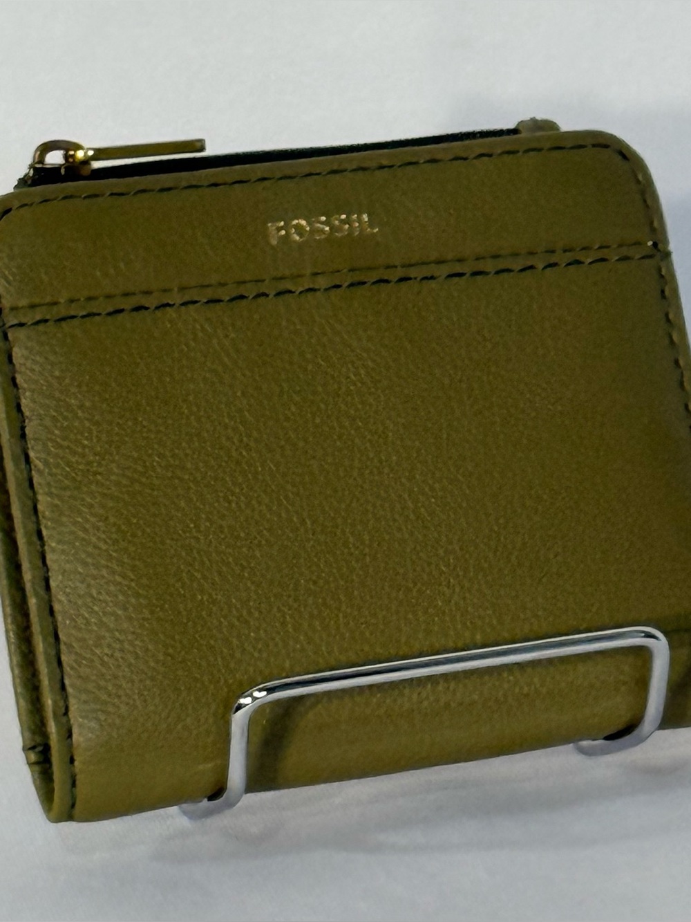 Fossil Olive Green Leather RFID Wallet Bifold